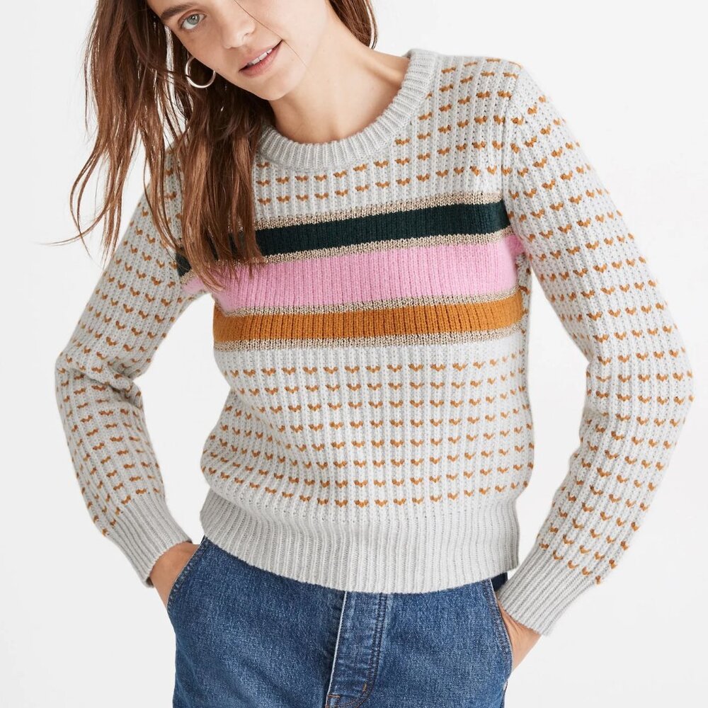 Madewell Striped Barfield Sweater Size XXS Wool Alpaca Blend Crew Neck